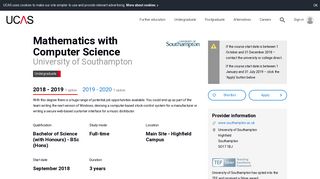 Mathematics with Computer Science at University of Southampton ...