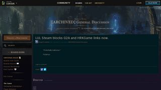 LUL Steam blocks G2A and HRKGame links now. - League of Legends boards