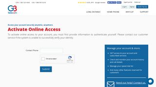 Activate Online Access | G3 Telecom