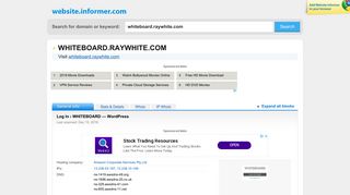 whiteboard.raywhite.com at WI. Log In ‹ WHITEBOARD — WordPress