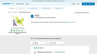 Top 94 Reviews and Complaints about K12 - ConsumerAffairs.com