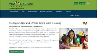 Georgia CDA Online Child Care Training - ProSolutions Training