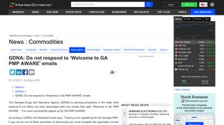 GDNA: Do not respond to 'Welcome to GA PMP AWARE' emails