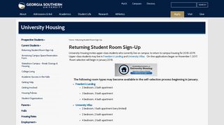 Returning Student Room Sign-Up | Housing | Georgia Southern ...