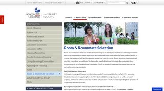 Room & Roommate Selection - Georgia State University Housing