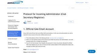 Protocol for Incoming Administrator (Club Secretary/Registrar ...