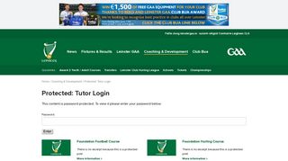 Tutor Login | Leinster GAA