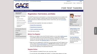 Registration, Test Centers, and Dates: GACE
