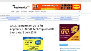 GACL Recruitment 2018 for Apprentice Vacancies Apply Online