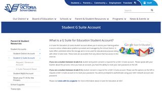 Student G Suite Account - The Greater Victoria School District No. 61