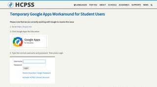 Temporary Google Apps Workaround for Student Users – HCPSS