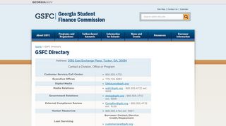 GSFC Directory | Georgia Student Finance Commission