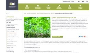 Organic Horticulture Specialist - ONLINE | Royal Roads University ...