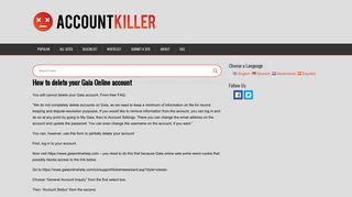 Delete your Gaia Online account | accountkiller.com