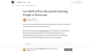Get $100 of Free Bitcoin for Inviting People to Earn.com