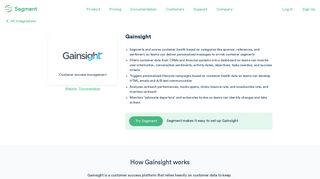 Gainsight Customer Success Integration · Segment