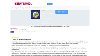 Gala Bingo UK | Spend £10 get £30 plus 10 free spins on Jackpot
