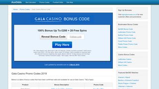 Gala Casino Bonus Code - £200 + 20 Spins or 40 Golden Chips For ...
