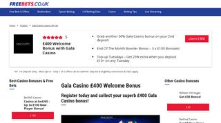 Gala Casino Sign Up Bonus For New Customers - Claim Your £400 ...