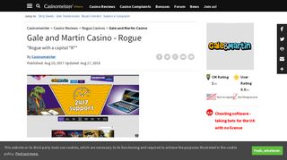 Gale and Martin Casino Review    Rogue    Casinomeister's Rogue Pit