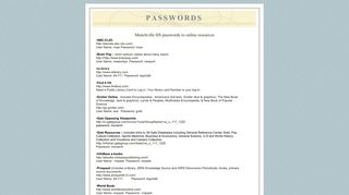 Passwords - Menchville HS Library