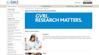 Library Research Gale Virtual Reference Library (GVRL) - Gale