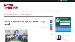 Galfar Al Misnad staff sign on Tamim Al Majd mural - Qatar Tribune