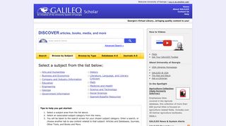 Browse by Subject - Galileo.usg.edu - University System of Georgia