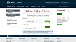 Student Login - Gallagher Student Health and Special Risk