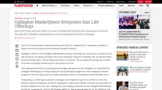 Gallagher Marketplace Integrates Sun Life Offerings | PLANSPONSOR