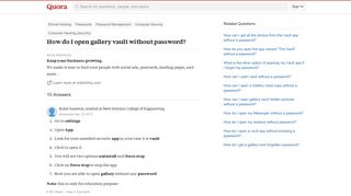 How to open gallery vault without password - Quora