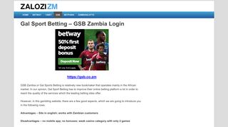 GSB (Gal Sports Betting) Zambia Login - App Download & Keno