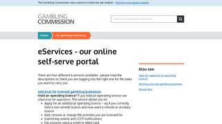 eServices - our online self-serve portal - Gambling Commission