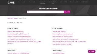 GAME Account – GAME Help Home