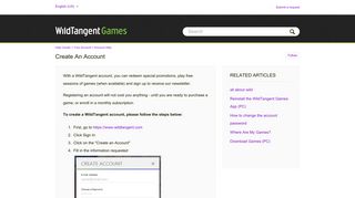 Create an Account - WildTangent Support - WildTangent Games