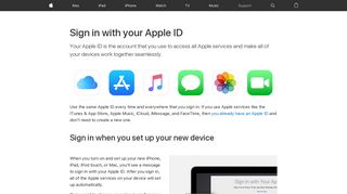 Sign in with your Apple ID - Apple Support