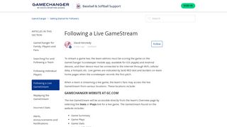Following a Live GameStream – GameChanger