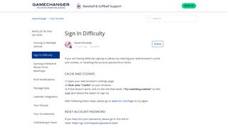Sign In Difficulty – GameChanger