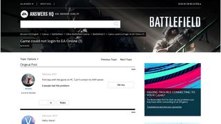Game could not login to EA Online (1) - Answer HQ
