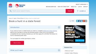 Book a hunt in a state forest | Service NSW