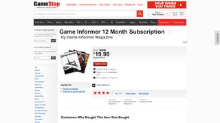 Game Informer 12 Month Subscription for | GameStop