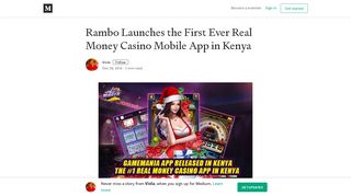Rambo Launches the First Ever Real Money Casino Mobile App in ...