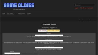 Create new account | Game Oldies