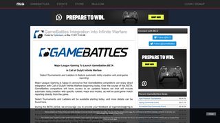 GameBattles Integration into Infinite Warfare - for News - GameBattles