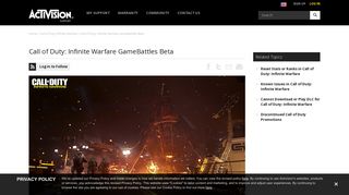 Call of Duty: Infinite Warfare GameBattles Beta - Activision Support