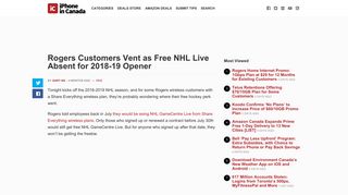 Rogers Customers Vent as Free NHL Live Absent for 2018-19 Opener ...