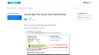 Cancel Big Fish Game Club Membership - Big Fish Games Help