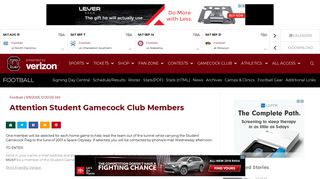 Attention Student Gamecock Club Members - University of South ...