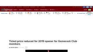 Ticket price reduced for 2019 opener for Gamecock Club members