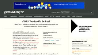 HTML5: Too Good To Be True? | GamesIndustry.biz